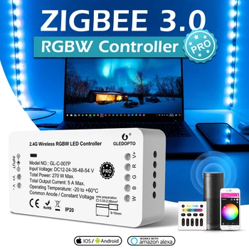 Zigbee 3.0 DC12-54V Smart Home Pro RGBW LED Riba, Kontroller Tööd Smartthings Tuya Conbee Remote hääljuhtimine