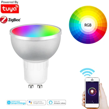 Zigbee 3.0 Gu10 Smart LED Pirn 5W RGBCW Pirn Smart Koju Tuya SmartThings App hääljuhtimine Alexa Echo Pluss Google Kodu