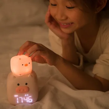 Äratuskell Silikoon Öö Lambi hääljuhtimine LED digitaalkell Elektroonilise Laua Tabel Armas Siga Lastele, Lapsed, Kodu Kaunistamine