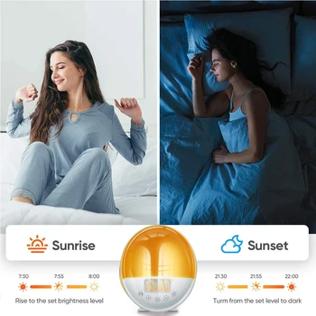 Ärgata Tuli Sunrise Äratuskell WiFi Smart 7 Värvid Sunrise/Sunset FM-Raadio Digitaalne Nightlight Kella Alexa Google Kodu 17825