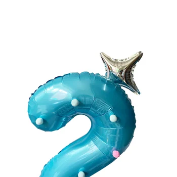 Õnnelik 2. Sünnipäeva Kala Mere Loomade Õhupallid Sinine Foolium Number Ballon Meri Merineitsi Partei Teenetemärgi Baby Shower Ookeani Kolbides Komplekt 800