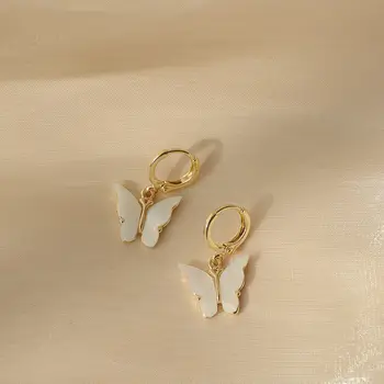 Õrn Ehted 14K kullatud Elegantne Shell Liblika Kõrvarõngad Naistele Unikaalne Lihtne Stiilis Kõrvarõngad