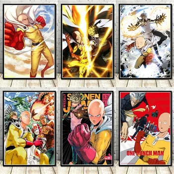 Üks Punch Mees Home Decor Pildid Anime, Jaapani Maali HD Pildid Seina Art HD Modulaarne Canvas Poster Öö Taust raamita