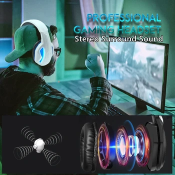 Üle Kõrva PC Juhtmega Kõrvaklappide koos Mic & Light Gaming Headset jaoks PS4 Playstation 5 XBOX üks Stereo Surround Heli Mängija Kõrvaklapid 8811